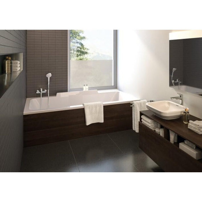 Hansgrohe Croma Select E Showerhead incl. showerhead holder, 3 spray patterns, White/Chrome, (1 spray pattern)