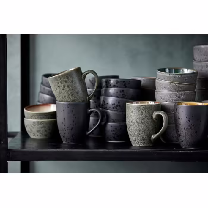 BITZ Coffee Cups, Stoneware Mugs, Coffee Cups with Handles, Set of (4), Two-Tone, 30 cl