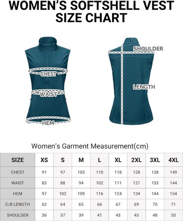 Жіноча софтшеллова жилетка Outdoor Ventures для бігу та спорту: легка, вітронепроникна, з флісовою підкладкою та 4 кишенями (XS, Nebel Blau)