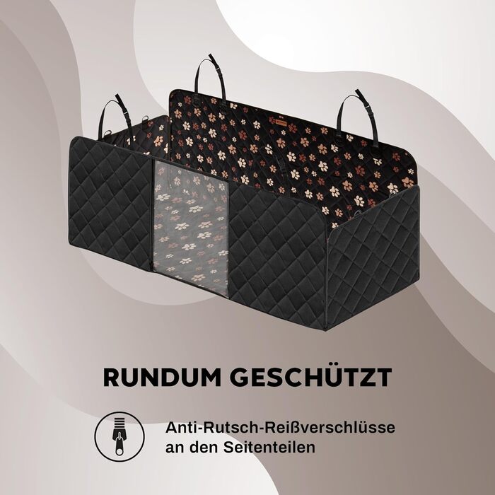 Захист для заднього сидіння автомобіля для собак Hainberger: водовідштовхуючий, анти-царапин, з боковим захистом та оглядовим вікном, 4-в-1, 137x147 см (з візерунком)