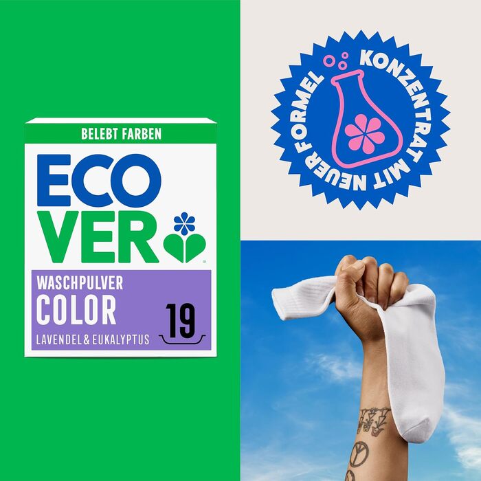 Пральний порошок Ecover Color для кольорових речей з евкаліптом, 4 кг