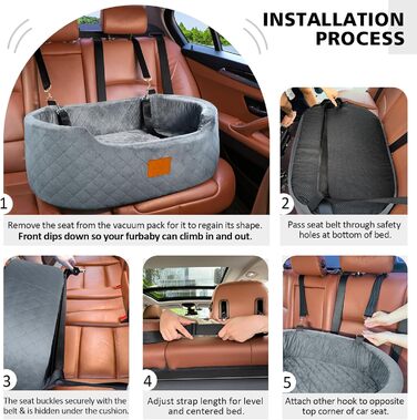 Автокрісло для собак великих та середніх порід (до 25 кг) або 2 маленьких, з поводокком та знімним чохлом – для заднього сидіння