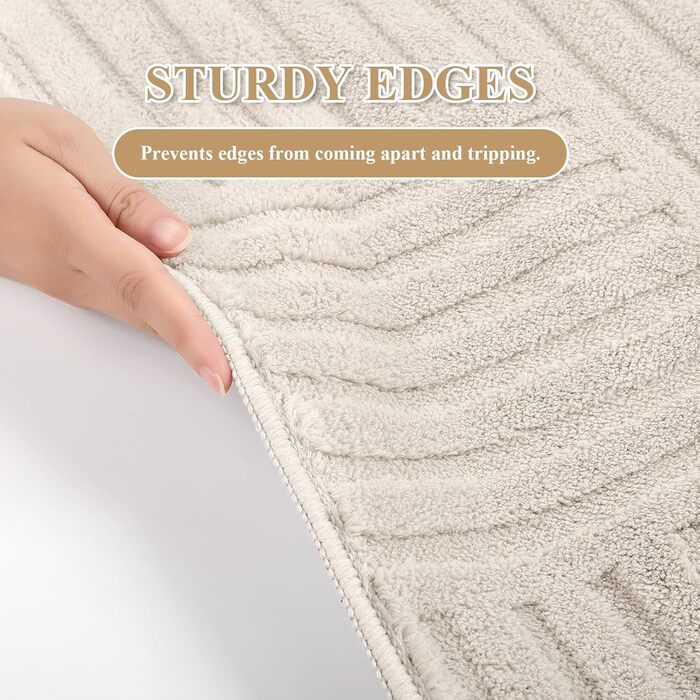 Килим для вітальні 160x230 см, великий пухнастий з коротким ворсом, миючий, сучасний, з 3D ефектом, неслизький, для їдальні, кухні, спальні, бежевий