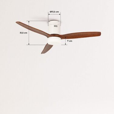 Вентилятор стельовий WINDCALM M з ABS корпусом, деревоподібні крила, Wi-Fi, пульт, 40W, Ø132cm, 6 швидкостей, таймер, DC-двигун, літньо-зимовий режим, з підсвічуванням
