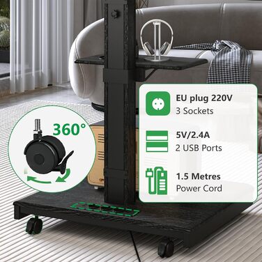 Підставка для телевізора XTRARM Elite: регульована висота, 40-86 дюймів, 60 кг, нахил, VESA 600x400, з полицями та стійкою для розеток (Білий, Чорний, Ручний)