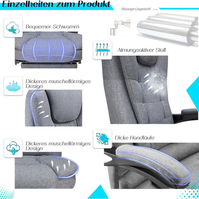 Офісний крісло YODOLLA, 200 кг, ергономічний, з регульованою спинкою, з підніжкою, сірий