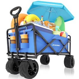 Візок-садок EchoSmile Bollerwagen 200л, 160кг, синій - складаний, з регульованою ручкою та бічними кишенями, для пляжу, саду, покупок