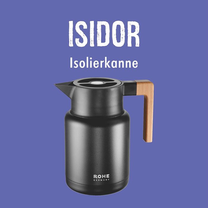221061-sc Insulated Thermos Isidor, approx. 1.40 l with stainless steel inner vessel, Stainless Steel, 1.4 liters, black