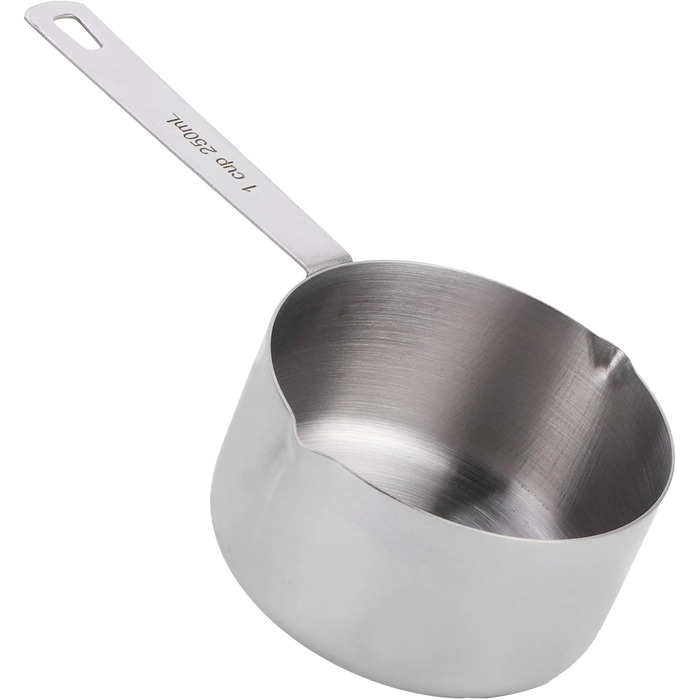 FBHappiness Stainless Steel 304 Measuring Cup, Metal Measuring Spoons, Baking Measuring Spoons with Scale, Cake Measuring Spoons for Kitchen, Household Scale (Size: 1/3 Cup 80 ml) (1 Cup 250 ml)