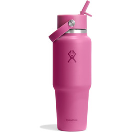 Hydro Flask 32 oz Travel Bottle - Stainless Steel, Vacuum Insulated, Leakproof Flex Straw Lid - Reef Color