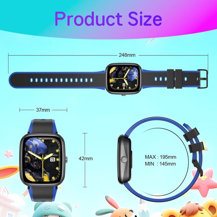 Дитячий розумний годинник Smartwatch Kinder з водозахистом та фітнес-трекером. 1,75