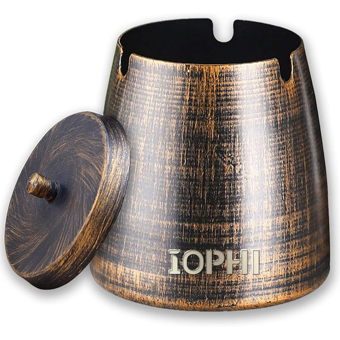 Стакан для сигарет з кришкою, для дому та вулиці, нержавіюча сталь, вітрозахисний, для садового, барного, офісного використання (компактний)