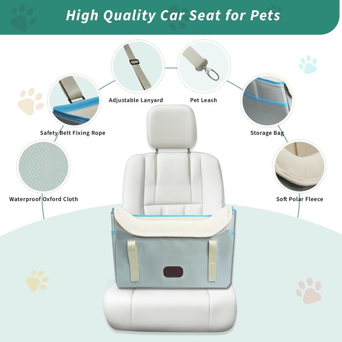 Автокрісло для собак Threedokke, корзина для собак у машину, водовідштовхувальне, складане з фіксатором, для маленьких собак до 6 кг, сіре