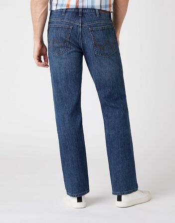 Джинси чоловічі Wrangler Straight Regular Fit, сині з чорним, W30-W44, 34W/32L Authentic Blue
