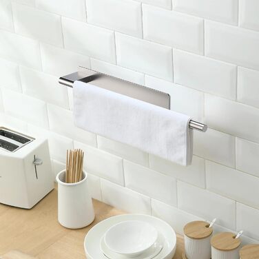 Тримач для рушників Ibergrif M34453A без свердління, 39 см, нержавіюча сталь 304, самоклеючий, срібний (39 x 6 x 4 см)