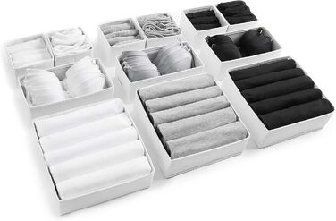 Large Drawer Organization System 12-Piece Set White Boxes Storage Organizer Drawer Cabinet Organizer Storage Box Closet Organizer