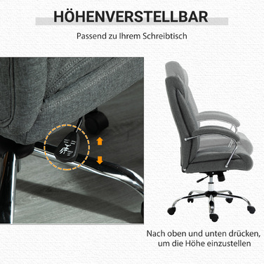 Vinsetto Ergonomic Office Chair, Height Adjustable with Rocking Function in Grey for Office and Home Office