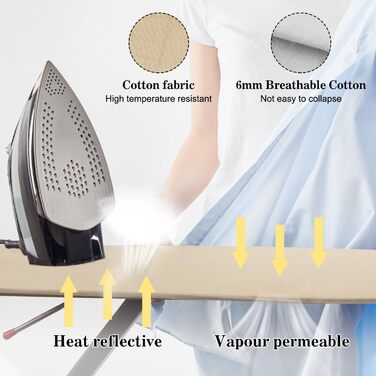 Чохол для прасувальної дошки з бавовни, 120-125x40-46 см, бежевий