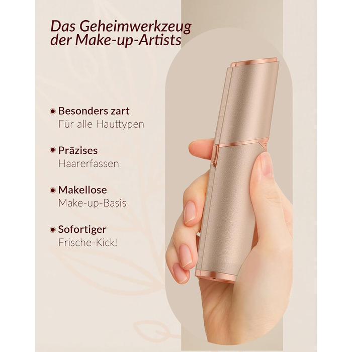 Електричний жіночий епілятор для обличчя: безболісний жіночий тример для швидкої та ніжної скоблення верхньої губи, підборіддя та щік (Золотий)