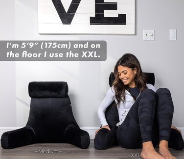 Подушка для чоловіків з підлокітниками - чорна, преміум-якість, з піною з пам'яті, знімний валик для шиї | Black