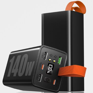 Портативний зарядний пристрій для ноутбука 140W, 70000mAh, USB-C PD 3.0, цифровий дисплей, сумісний з iPhone, Galaxy, MacBook, Dell