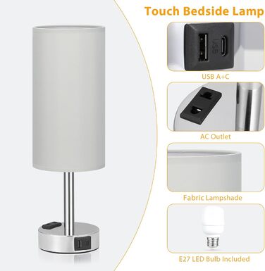 Настільна лампа Kakanuo з торшером, USB-порт, диммування, для спальні, дитячої кімнати, офісу, вітальні