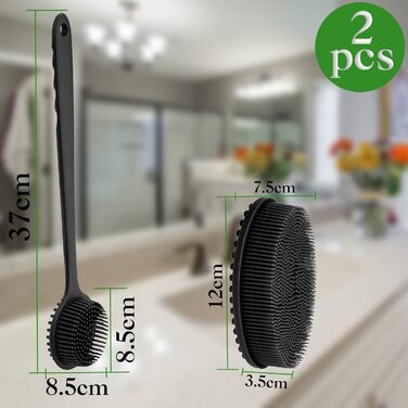 Силіконовий скрубер для тіла 2 шт. - щітка для душу, скрубер для спини, чорний колір