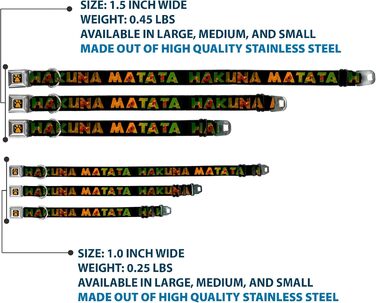 Нашийник для собак з кріпленням для автопасажа Lion King Hakuna Matata, чорний, 15-26 дюймів, ширина 2.5 см