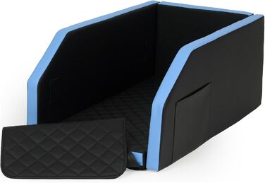 Автоматичне ліжко для собак у авто, 55x100 см (чорний, блакитний)