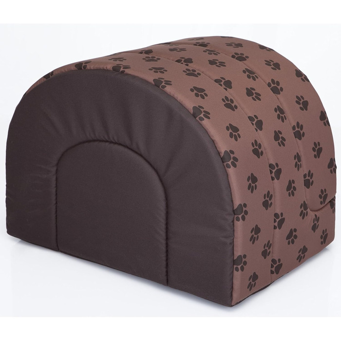 Будка для собак, лежанка для собак, хатинка для собак S-XL (R3 (55 x 43 см), світло-коричневий колір з принтом лапок)