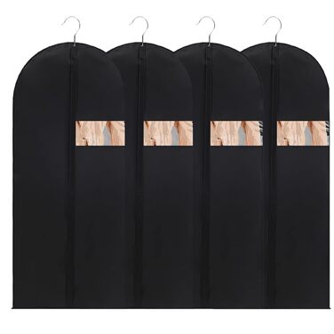 Чохли для одягу 4 шт. Преміум-якість, 60x180 см. Дыхаючий матеріал, з ручками, з блискавкою та вікном. Захисні чохли для костюмів, пальто, суконь.