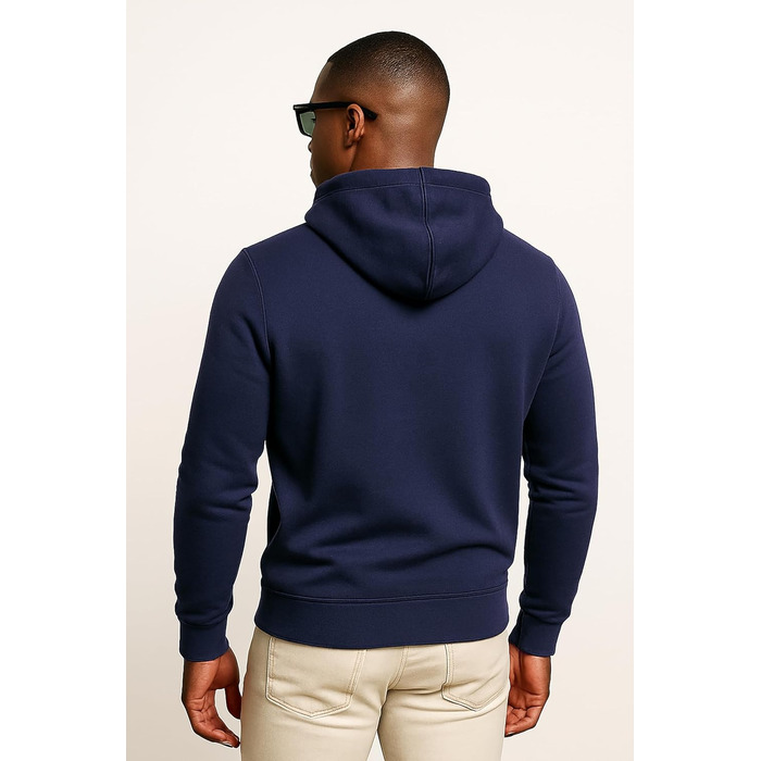 Чоловіча толстовка Leif Nelson Slim Fit з капюшоном, довгим рукавом, темно-синього кольору для спорту та повсякденного носіння