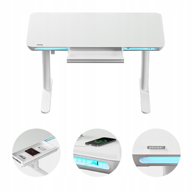 Електричний стіл з регулюванням висоти до 118 см Sense7, скляна стільниця 120x60 см + LED-підсвітка