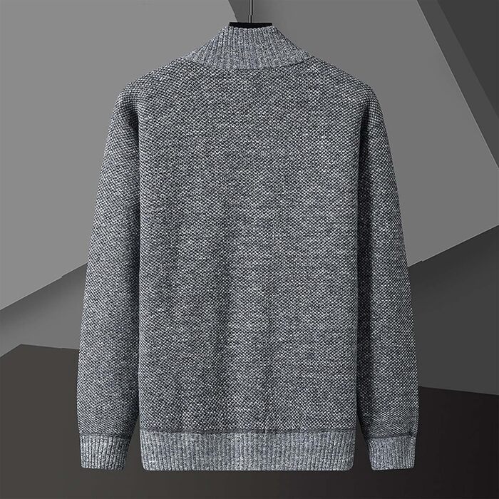 Кардиган чоловічий з кишенями, в'язана куртка чоловіча на блискавці, світшот без капюшона, пуловер-куртка однотонний, флісова куртка, сучасний теплий кардиган, пуловер, осінній жакет для костюмних штанів, розмір M, світло-сірий