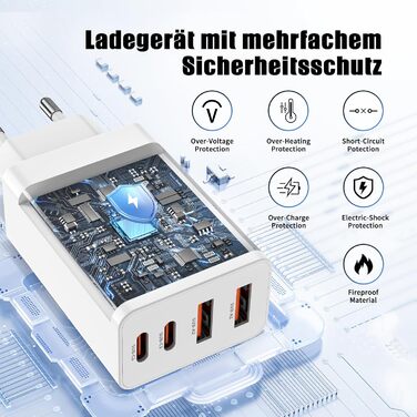 Зарядний пристрій USB-C 100W, 6 портів: для iPhone 17/16/15/14/13 Pro Max, iPad Pro, Samsung Galaxy S25/S24 - Pius (білий)