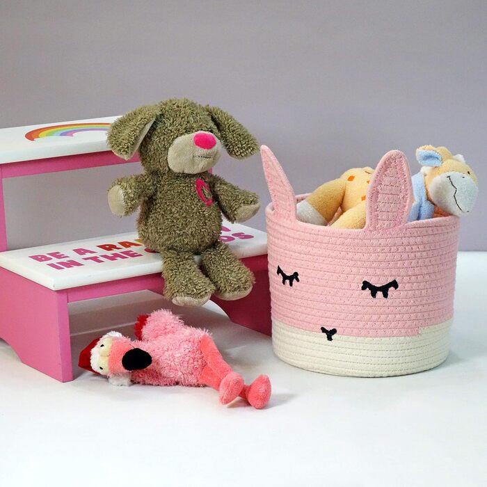 Милий маленький кошик з бавовняного шнура T&T Homewares для зберігання, прання, дитячої кімнати, іграшок, кота, собаки, рослин, рожевий заєць