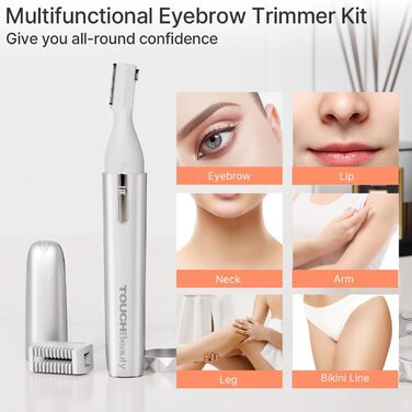 TOUCHBeauty AG-1658W: Професійний тример для тіла та обличчя - триммер для носа, брів, вух та обличчя (білий, срібний)