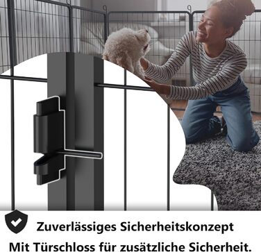 Вольєр для цуценят/собак 6 секцій, 80x65 см, розкладний, з дверима та ґрунтовими анкерами, для внутрішнього/зовнішнього використання, вологостійкий