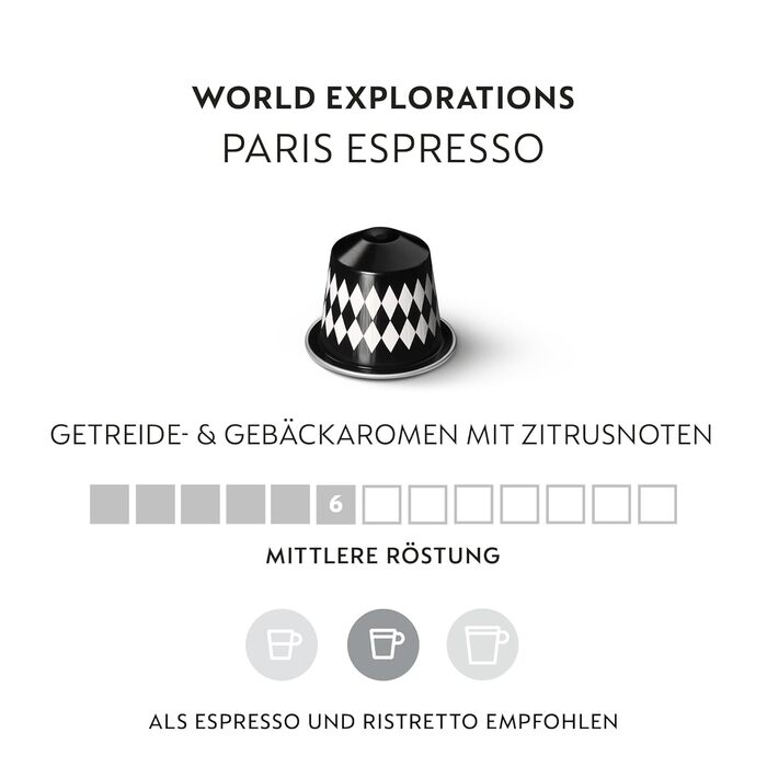 Капсули для кави Nespresso Paris | Арабіка та Робуста, середнього обсмаження | Для еспресо | 100 капсул | Сумісна з оригінальними капсульними машинами Nespresso