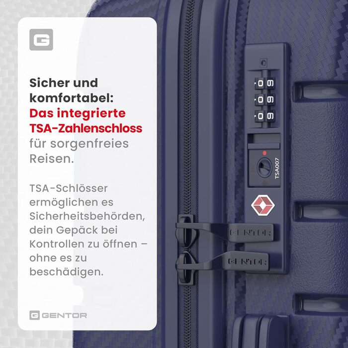 Чемодан GENTOR великий з колесами 64x44x24 см – легкий жорсткий чемодан Trolley з TSA-замком – валіза з жорстким корпусом для подорожей та відпочинку (XL, темно-синій)