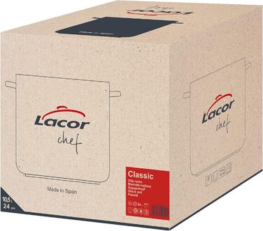 Супова каструля з кришкою LACOR 24 см, нержавіюча сталь, срібляста