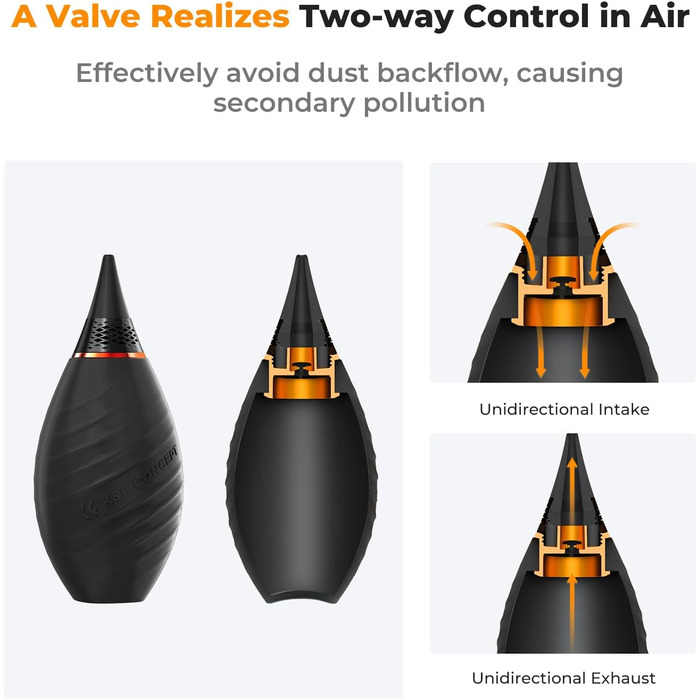 Набір для чищення фото- та відеокамер K&F Concept 10-в-1: об'єктиви, смартфони, сенсори. З мікрофіброю, повітряним насосом та рідиною для чищення.