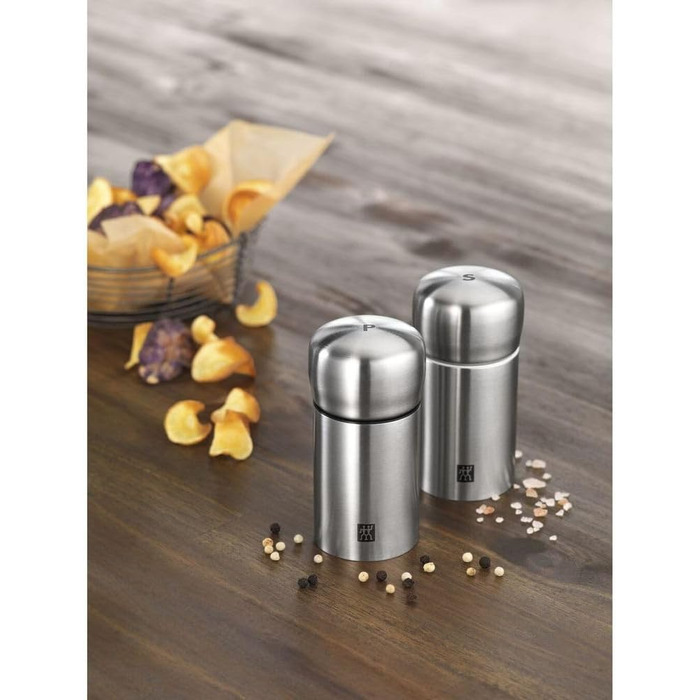 ZWILLING 39500 – 025 – 0 Spices Set 2 Salt and Pepper Grinder Set, Stainless Steel Matte