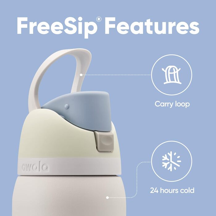 Owala FreeSip ізольована пляшка для води з нержавіючої сталі зі соломинкою, спортивна, для подорожей, герметична, BPA-free, 945 мл, Iced Breeze (710 мл)