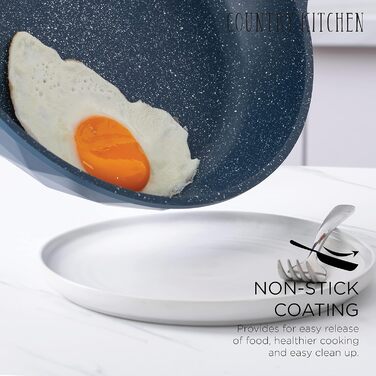 Набір посуду індукційного Country Kitchen 13 предметів, антипригарне покриття, алюміній, бакелітові ручки, скляні кришки, темно-синій (Navy Diamond)