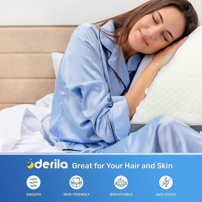 Ортопедична подушка для шиї та голови Derila з Memory Foam, оригінальна. Ергономічна підтримка шиї для тих, хто спить на боці, на спині та на животі (1 шт., King Size, 34x60 см)
