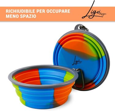 Набір мисок для собак Ligo EBBY (2 шт.) - дорожні, складні, 650 мл, темно-сірий