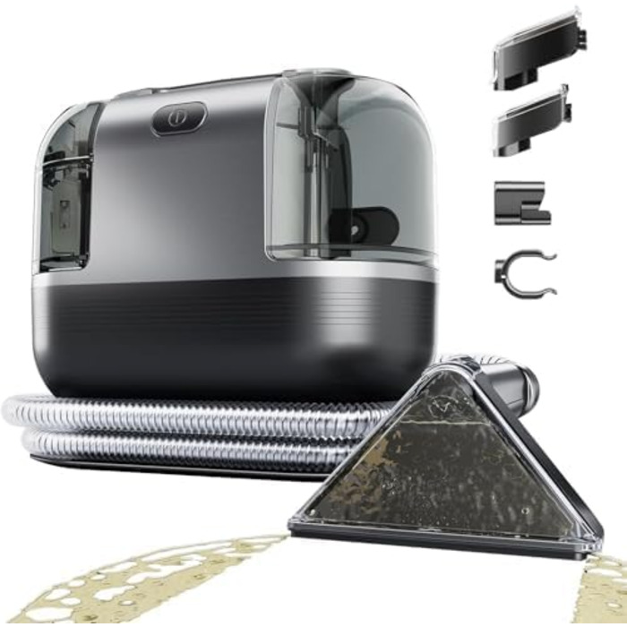 Апарат для чищення м'яких меблів та килимів 600W, 22kPa, для дому та авто, чорний