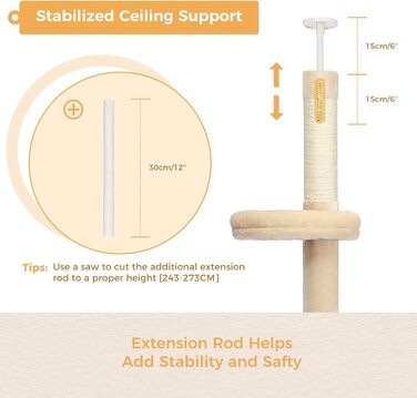 Комплекс для котів PAWZ Road, 5-ярусний, з драбиною, з когтеточкою, ліжком та іграшками, бежевий