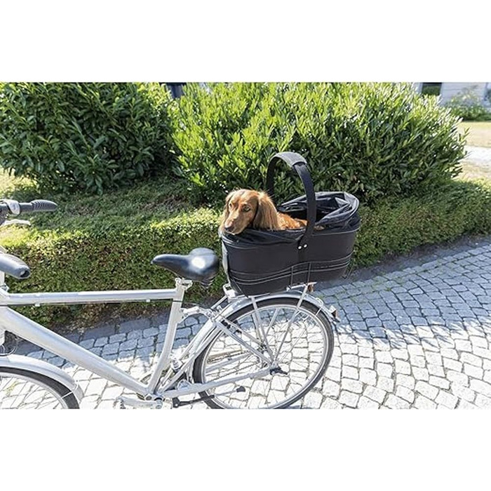 Корзина для собак TRIXIE Long до 8 кг, 29 × 49 × 60 см - велосипедна корзина для багажника, з металевим каркасом та м'якою підкладкою, з сіткою, 13110